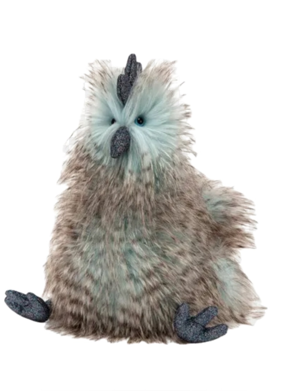 Jellycat Priscilla Chicken | Blue Grey Striped Retired Sparkle | Bird 10 Inch